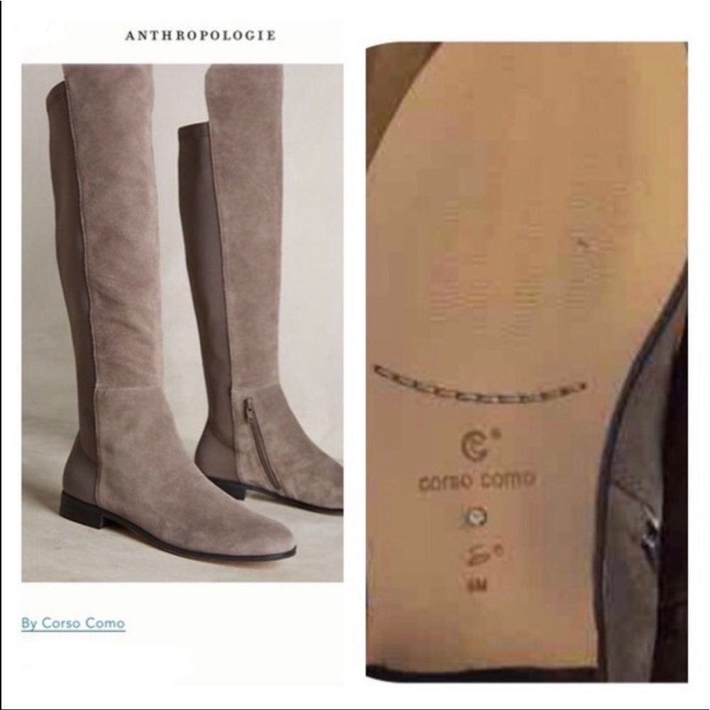 CORSO COMO Suede Grey Over the Knee Boots